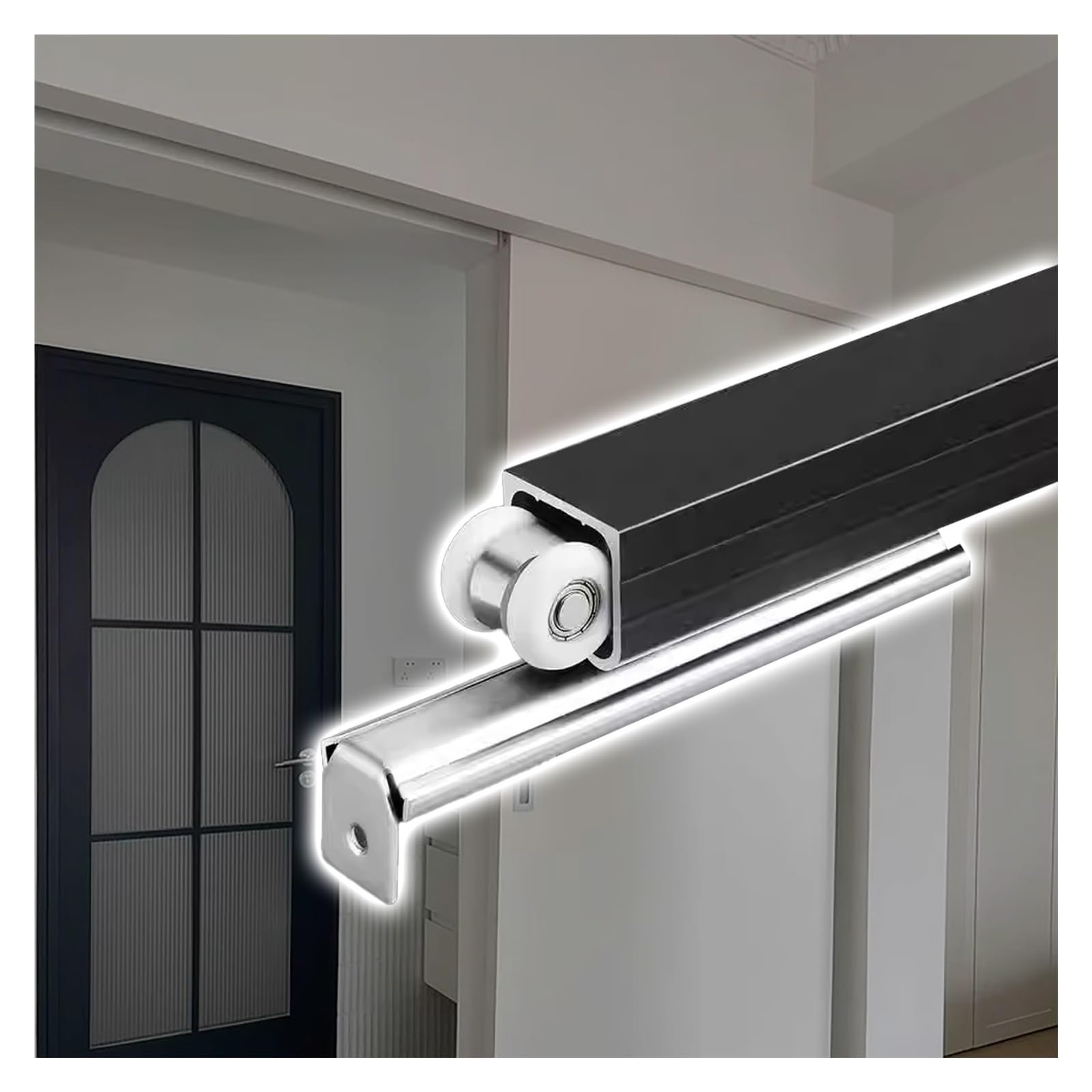 Pocket Door Kit - Sliding Single System, Aluminum Track and Rollers, Top Hung Wall Mounted Barn Door Hardware Kit, Replacement Door Rail, Length