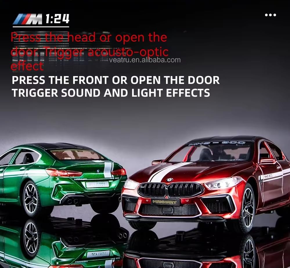 Image of 1:24 BMW MANHART MH8 800 Toy Car Diecast Metal Pull Back Car - 4 Openable Doors with Sound & Light | Luxury Toy Car & Gift for Kids 【Colors as Per Stock】