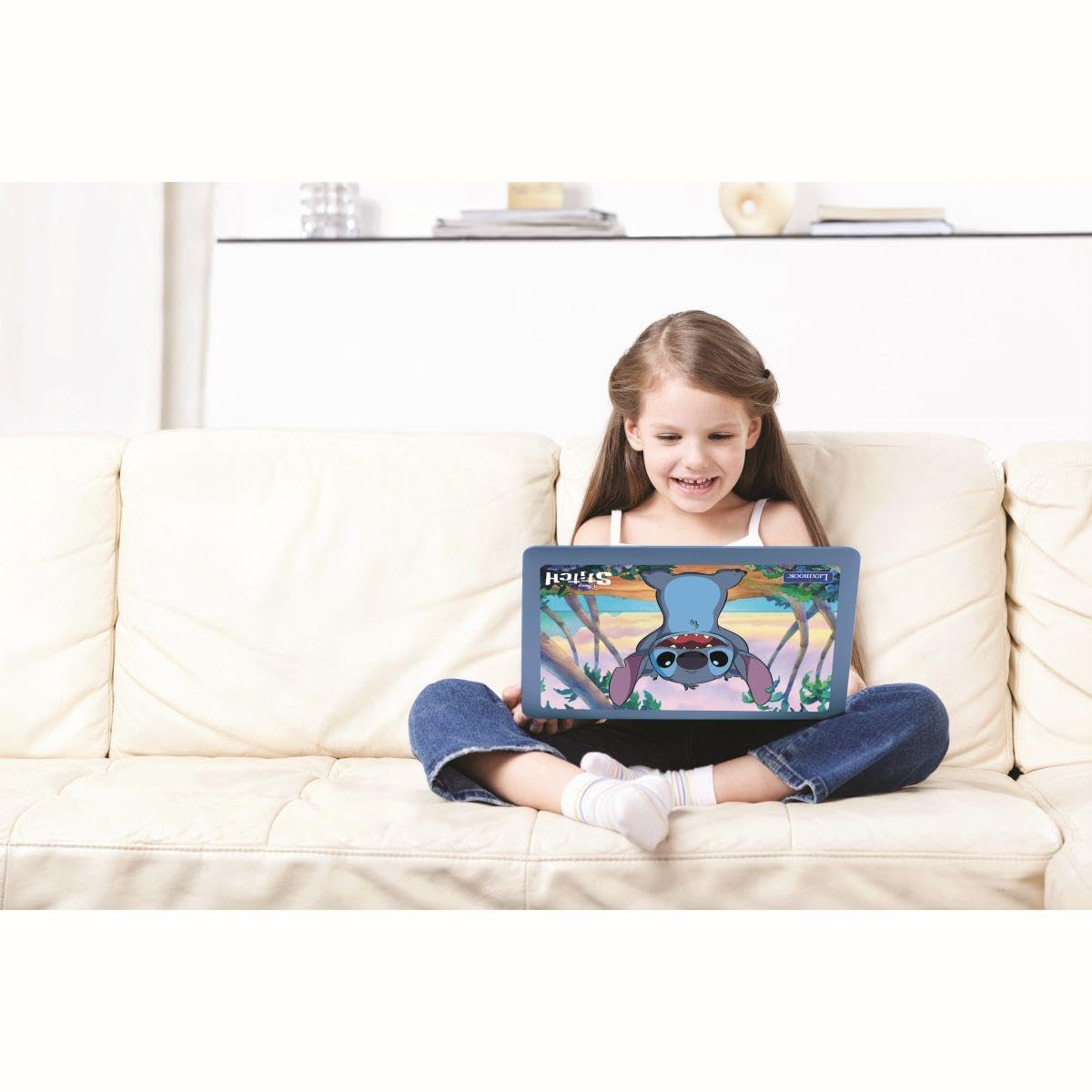 Lexibook, Disney Stitch, Computer educativo bilingue italiano/inglese, Giocattolo per bambini con 124 attività e giochi di lingua, scrittura, matematica, logica, musica, Viola/Blu, JC598Di5LXB