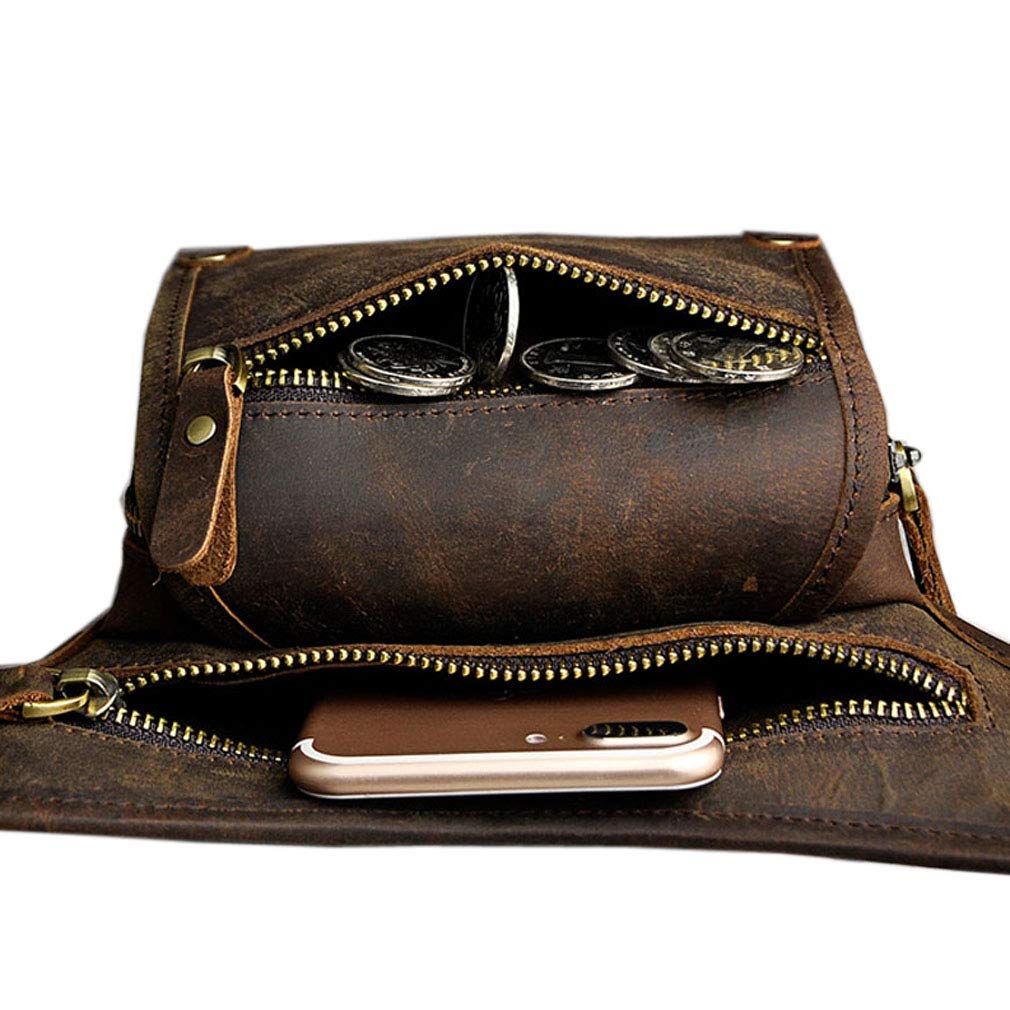 Borsa A Tracolla In Pelle Per Uomo Donna Motocicletta Equitazione Ciclismo Vita multiuso Vita Alta Marsupio Escursionismo Sport Borsa Da Campeggio Marrone Scuro