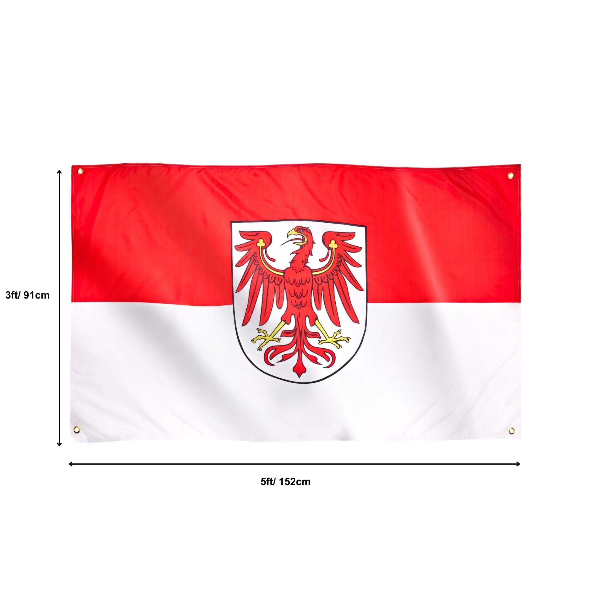 Runesol Brandenburg Flag, 91x152cm, 3ft x 5ft, Landesflagge Brandenburgs, 4 Grommets, Eyelet in Every Corner, Premium Flags - Image 2