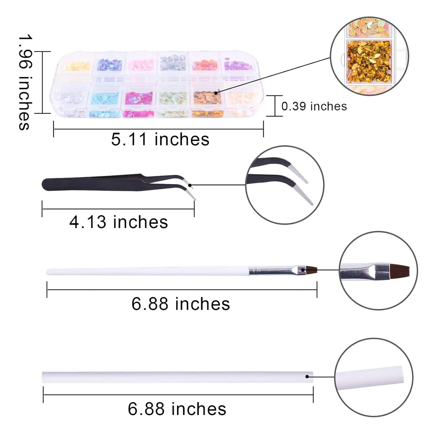 2021 Nail Glitter Set Flat Back Gems Rhinestones Decors with Rhinestones Pick Up Tweezers Nail Pen Nail Glitter Sequins