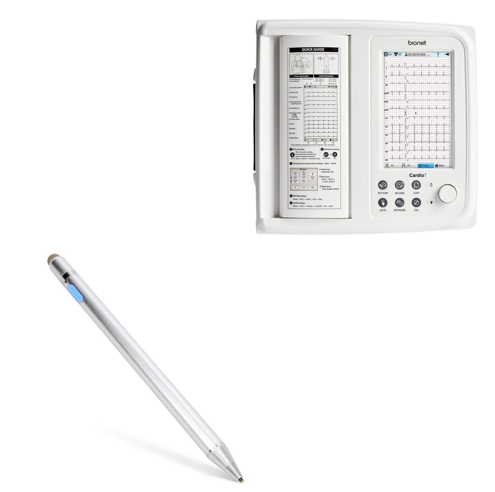 BoxWave Stylus Pen Compatible with Bionet Cardio7 - AccuPoint Active Stylus, Electronic Stylus with Ultra Fine Tip - Metallic Silver