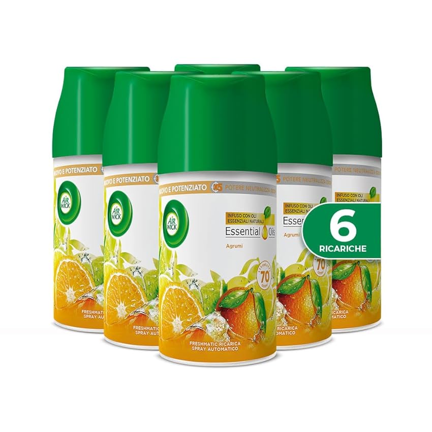 Airwick Freshmatic Ricariche Agrumi, Profumatore per Ambiente, 250 ml, Confezione da 6
