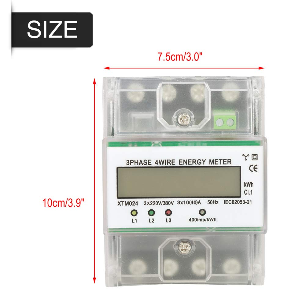 Medidor de riel DIN 3 fase 4 de alambre, medidor de energía electrónica con cobertura transparente, precisión de clase 1 para submetering industrial