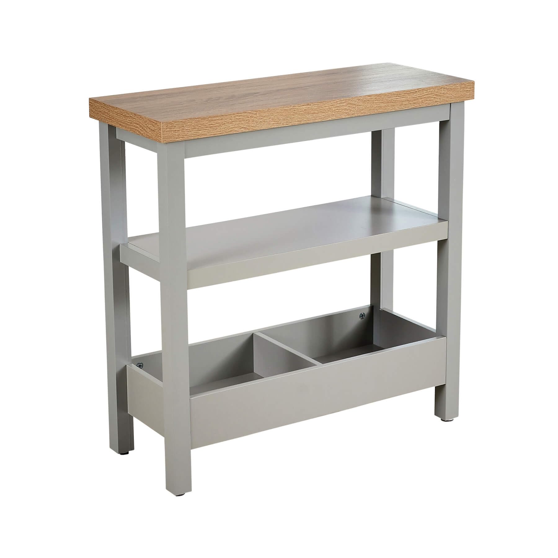 Home Source Slim Sideboard End Table, Oak Effect, Grey