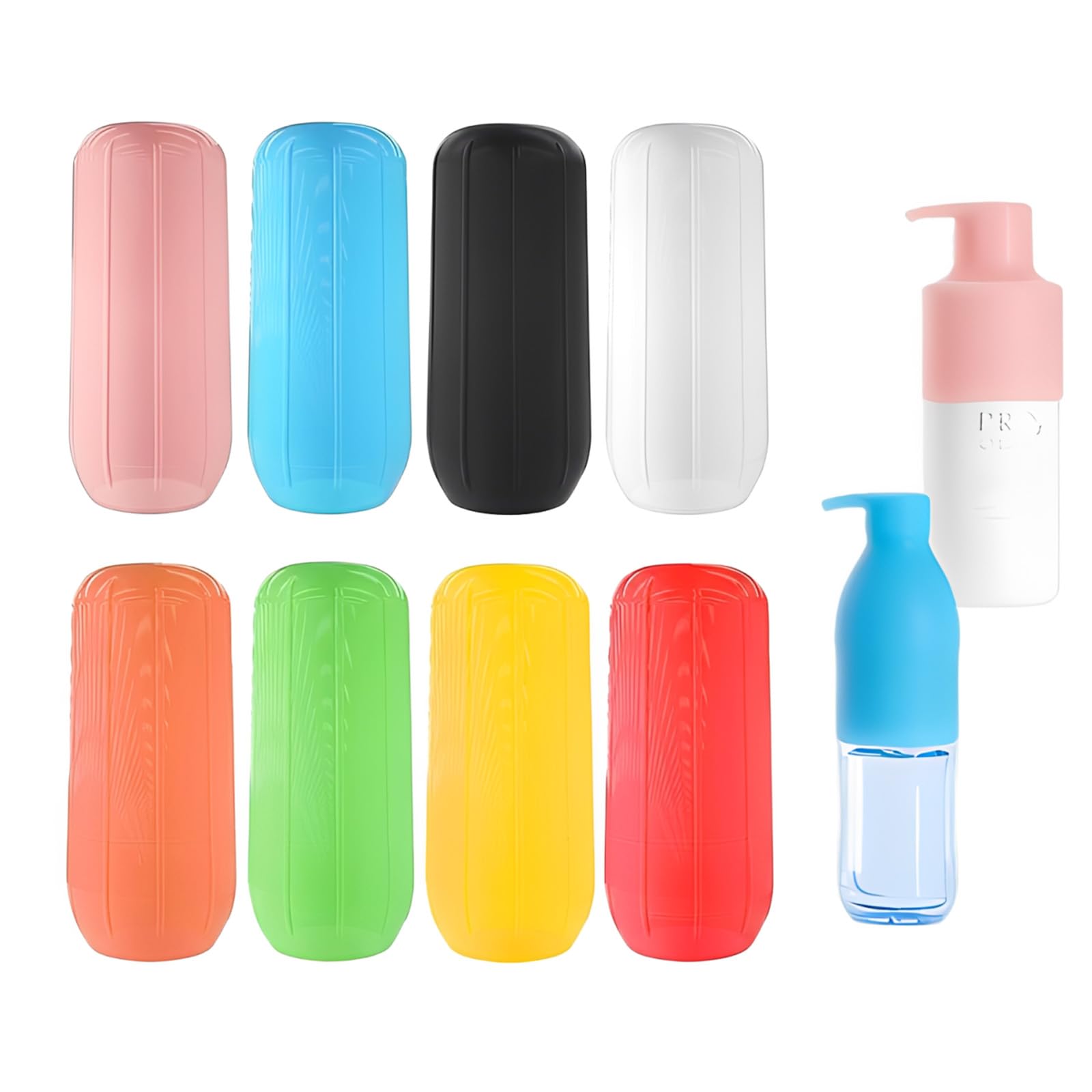 bharatbazaar 8-Piece Silicone Bottle Cover Set, Leak Proof Sleeves for Travel Containers, Elastic Travel Toiletries Covers for Luggage Protection-picture-35