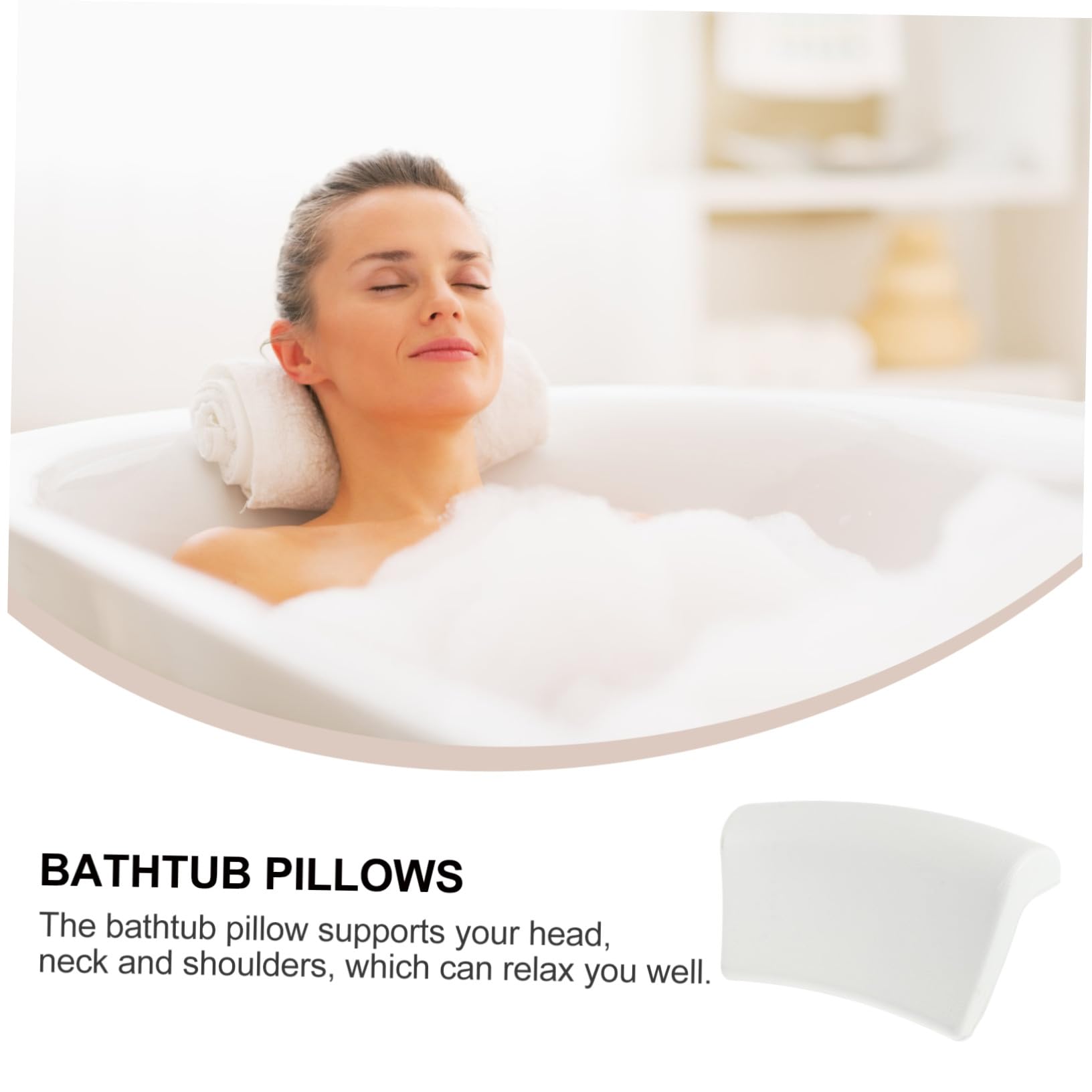 VICASKY Cuscino Ventosa Antiscivolo Bianco Morbido e Confortevole per Vasca da Bagno in Pu Relax e Supporto Collo per Casa e Spa
