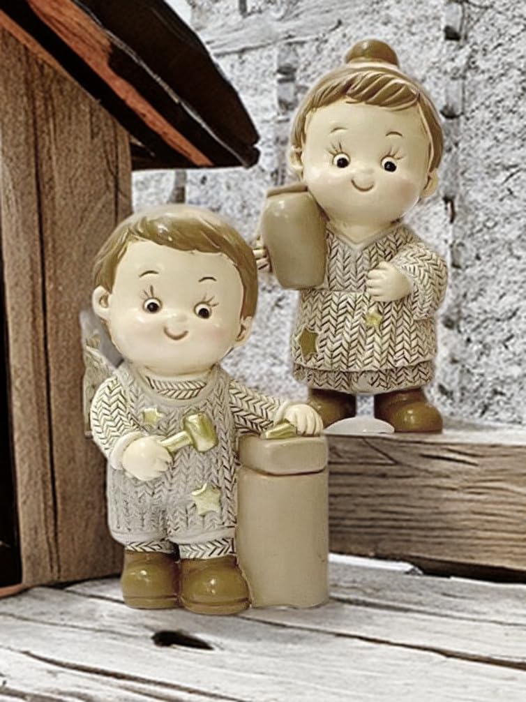 Personnages crèche enfants 8 pièces en résine 6 cm