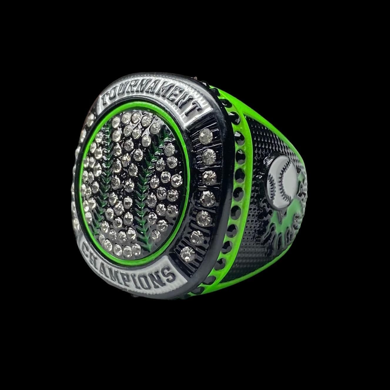 Legacy Rings 1 or 12 Pack Neon Green Baseball Softball Championship Trophy Ring Award for Tournament Champion or Finalist