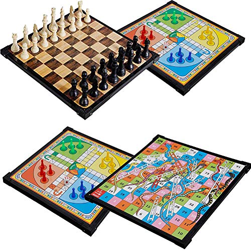 Image of Mimi GameZone Wooden Board 12x12 inch Ludo, Snakes & Ladders & Chess Multicolor, (2 in 1 Games) Buy Ludo GET Chess Board for Free