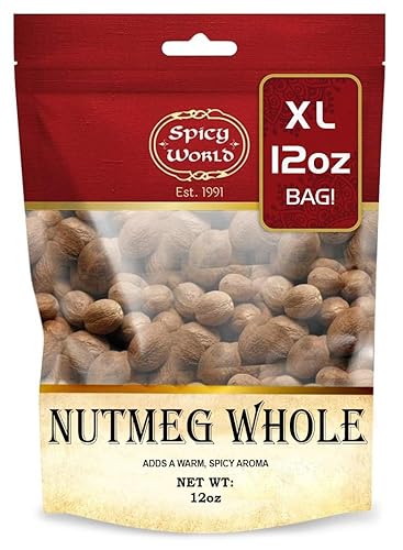 Spicy World Nuez moscada entera de 1 libra 16 onzas más de 80 piezas