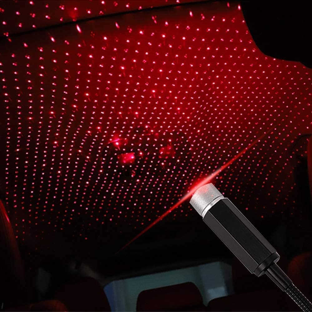 Car Interior Lights, USB Atmosphere Night Light Star Projector Night Light for Bedroom, Car, Ceiling and Party Decorations (red)