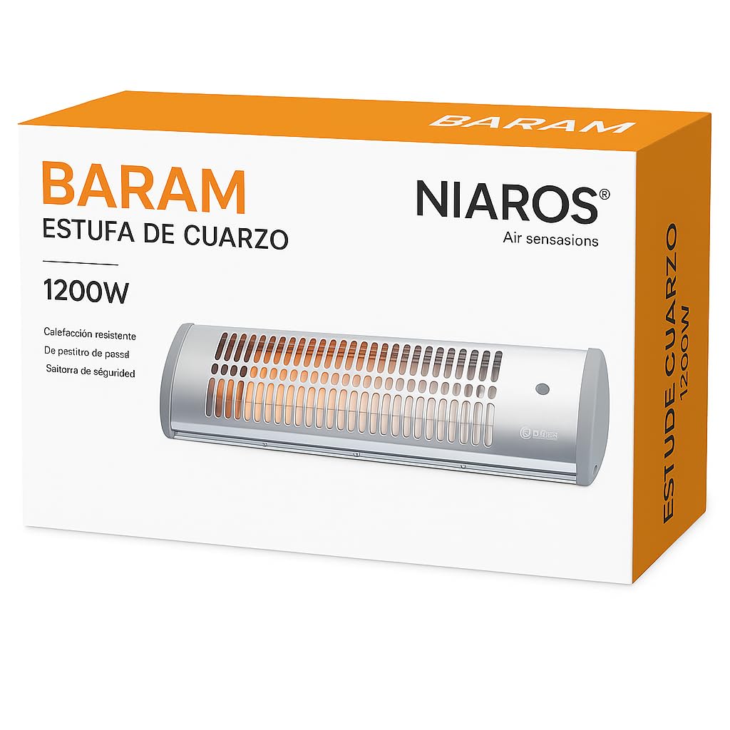 Estufa de Cuarzo 1200W | Estufa eléctrica bajo Consumo | Calefactor Infrarrojos | Estufa Infrarrojos | Estufa Pared baño