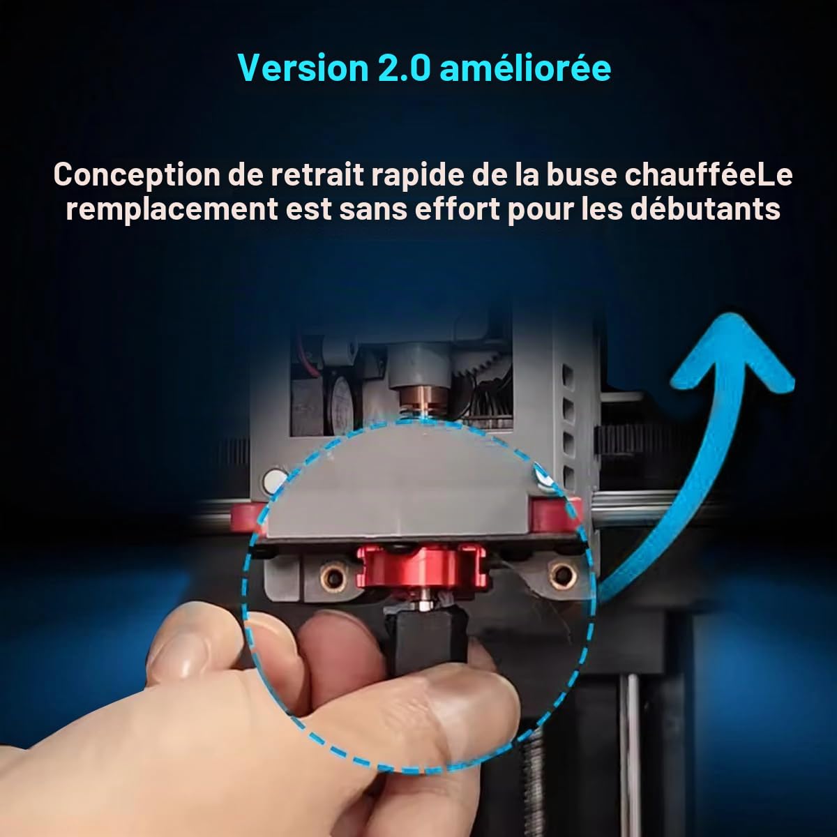 Hotend Kit Hotend pour imprimante 3D Flashforge Adventurer 5M/5M Pro avec buses en acier trempé de 0,25, 0,4, 0,6 et 0,8 mm