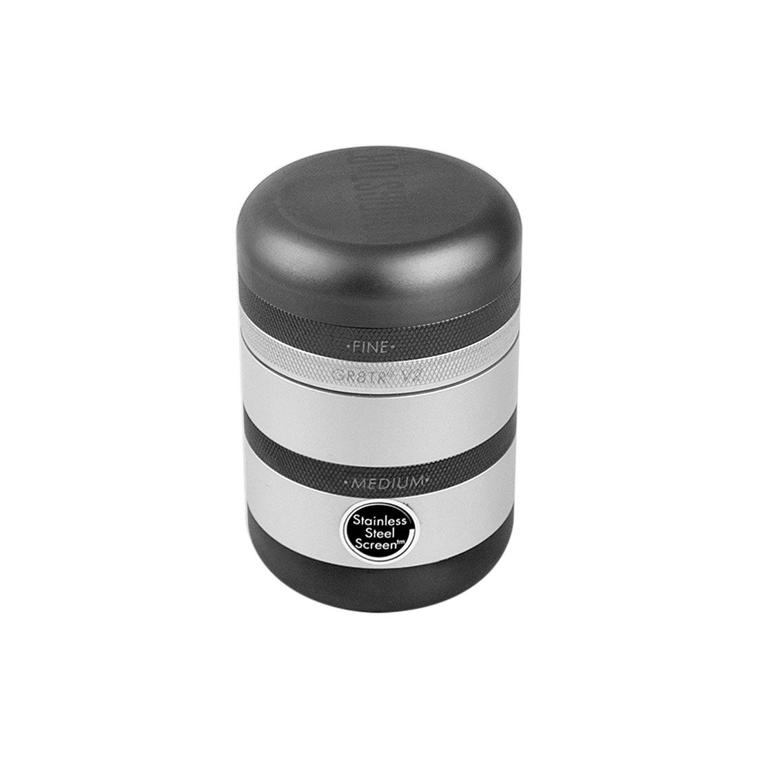 Kannastör GR8TR V2 Grinder - Solid Body with Stainless Steel Easy Change Screen (Matte Silver)