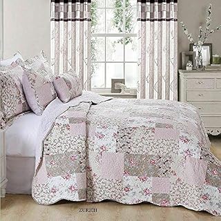 Bedspread Patchwork 2 Pillow Sham 3 Piece Set Size 235 cm x 250 cm (Double, Zurich)