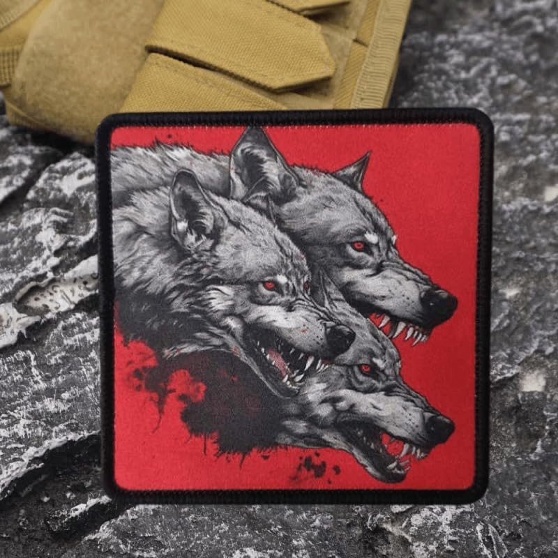 Patches for Backpacks, The Three Wolves of Hell Patches Embroidered Tactical Patches, Military Style Hook and Loop Badges, DIY Morale Applique Accessories for Jacket, Backpack, Hats image 4