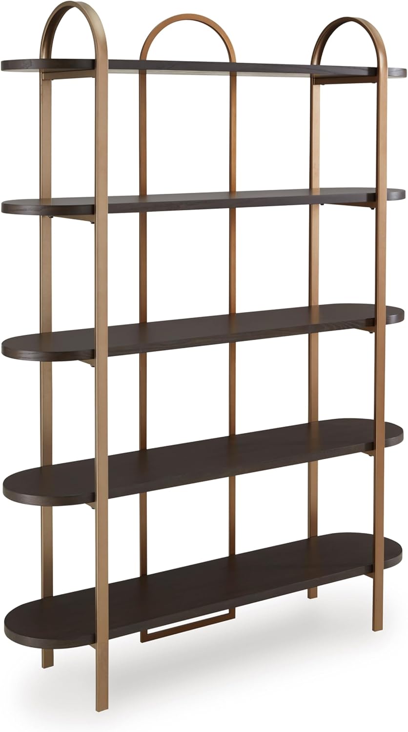 Signature Design by Ashley Brentmour 72" H Bookcase, Metallic & Dark Brown