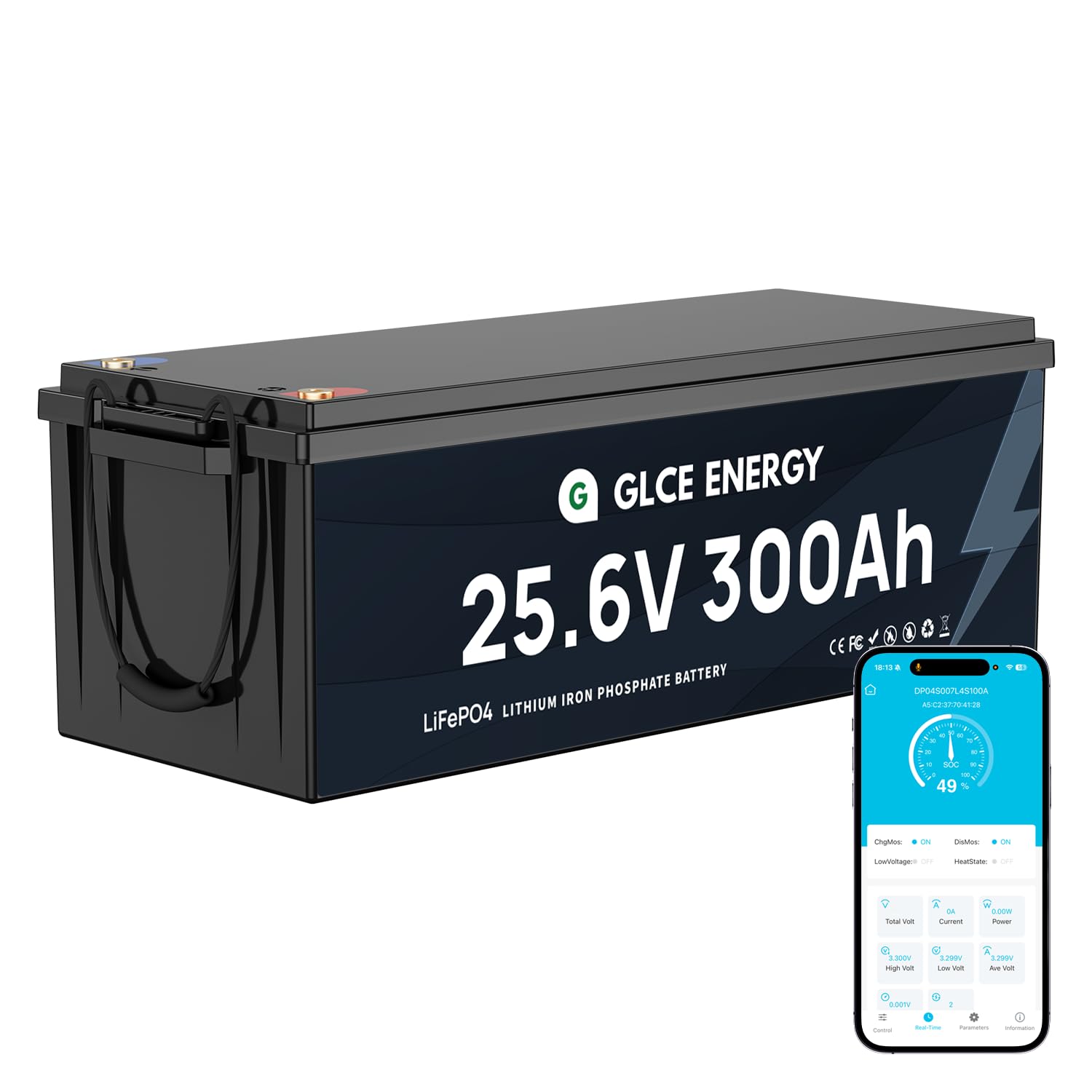 24V(25.6V) 300Ah LiFePO4-Lithiumbatterie, eingebautes intelligentes 200A BMS, 4000–15000 Zyklen, 7680Wh Lithiumbatterie