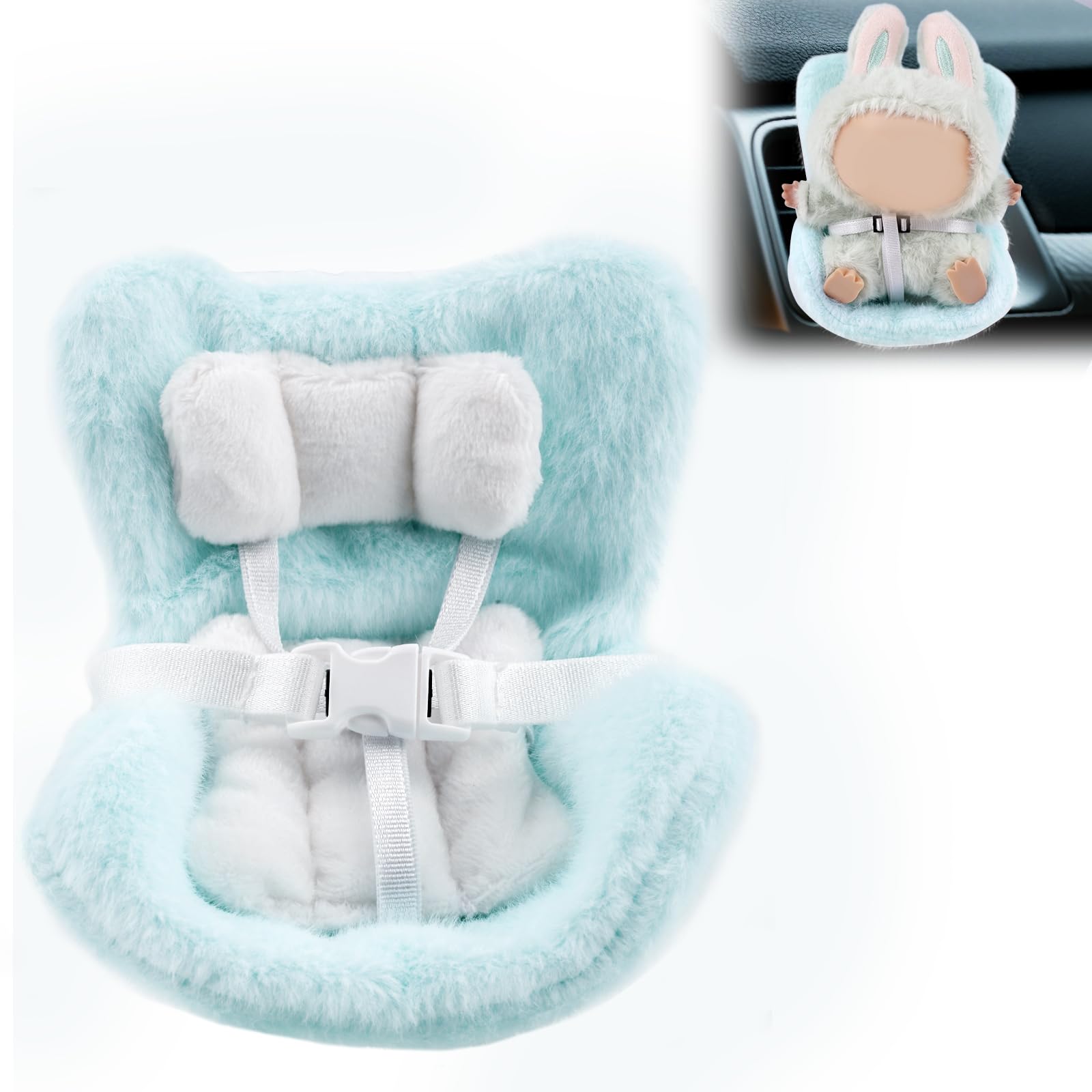 Dolls Car Seat, Decorative Car Doll Sofa with Furry Cushion & Fragrant Tablets Cute Air Vents Ornaments Accessories for Display 3.94-6.69in Toy (Blue)
