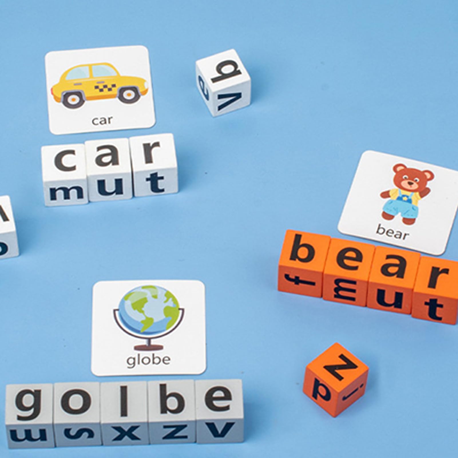 Word Spelling Game, Wooden Alphabet Blocks Board Games for Kids Adults, Funny Travel Spelling Word Games with Flash Cards, Novelty Alphabet Blocks Phonics Game, for Educational Toys — view 5