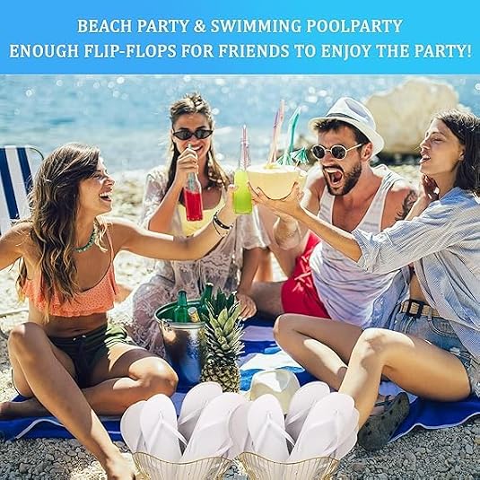 MSYU 24 Pairs Flip Flops for Wedding Guest, Slippers Hotel Guest Spa Slippers Wedding Party Favors Flip Flops with Size Cards & Drawstring Bags for Spa, Pool Party, 4 Sizes