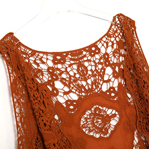 Image of JASTIE Women Open Stitch Cardigan Boho Sleeveless Hippie Summer Hollow Out Solid Crochet Vest