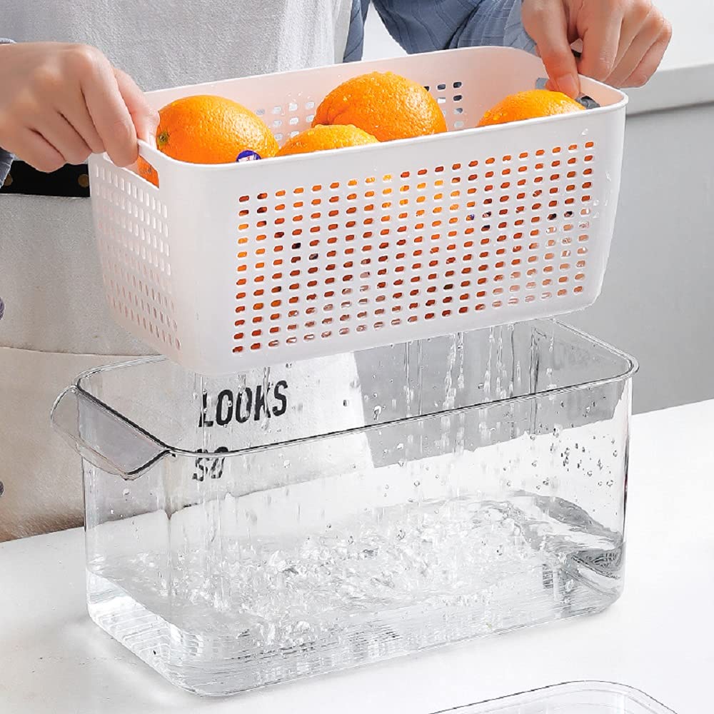 Shimoyama Kitchen Storage Container Storage Organizer Box for Fruits Vegetables with Lids for Refrigerator Fridge Freezer Cabinet Desk (White)