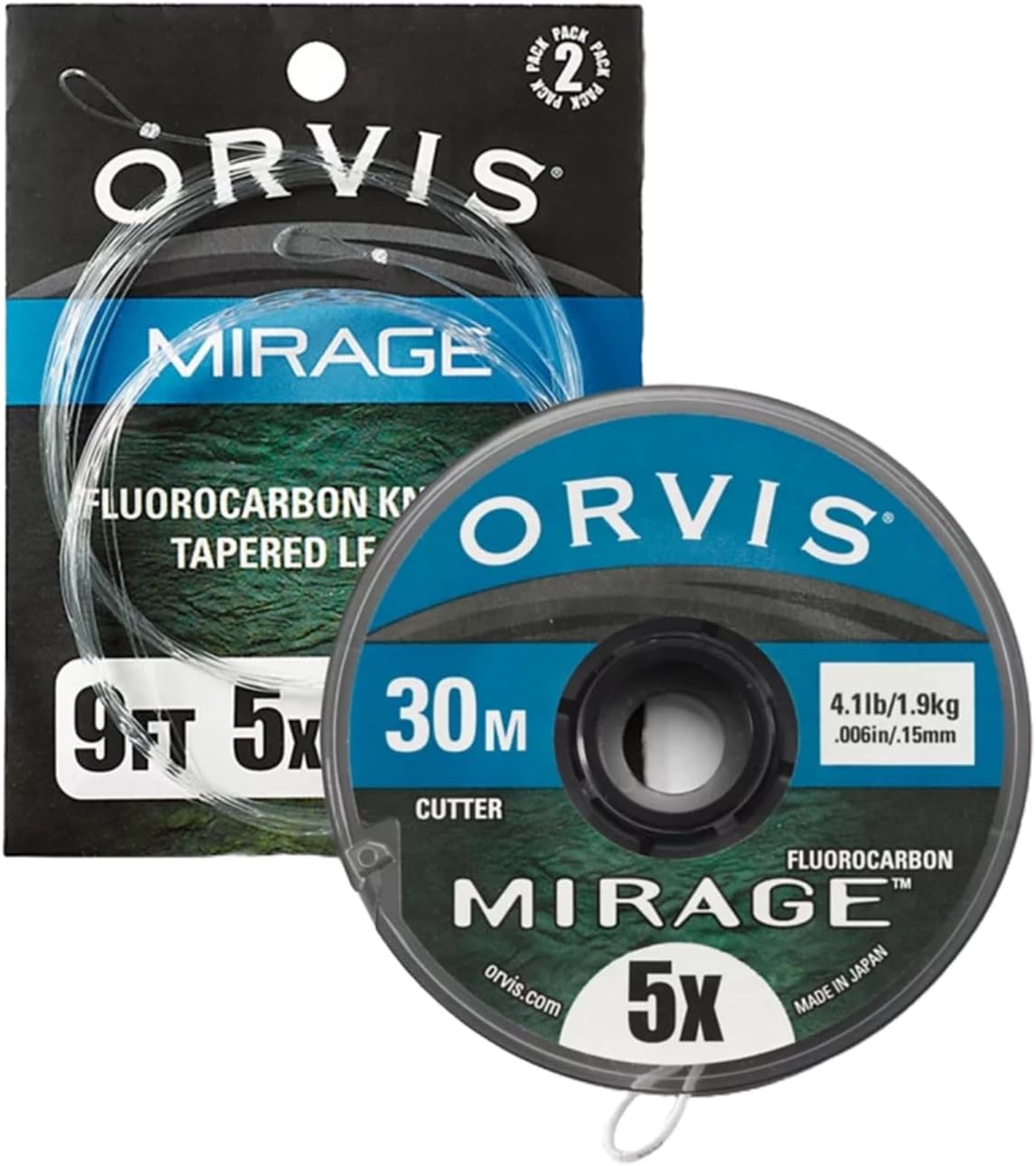 Orvis Mirage Leader/Tippet Combo Pak - Fly Leaders & Tippet Materials, 2 Leaders & 30m Spool, Fluorocarbon