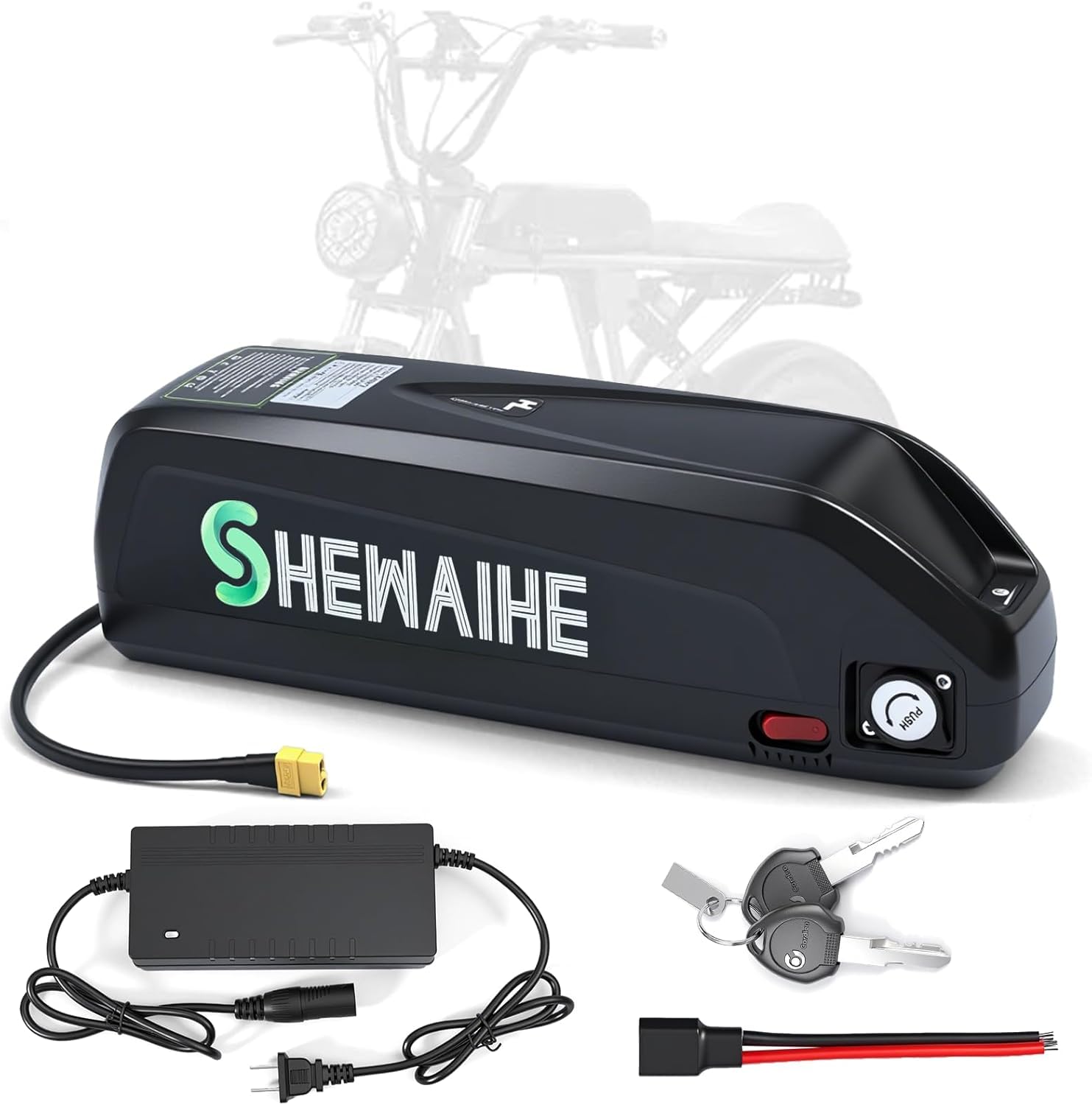 SHEWAIHE 48V 11Ah 15Ah 20Ah Hailong Electric Bicycle Battery, 11 Ah Lithium Battery, Suitable for 100-1500W Motors, Electric Bicycle Battery, Suitable