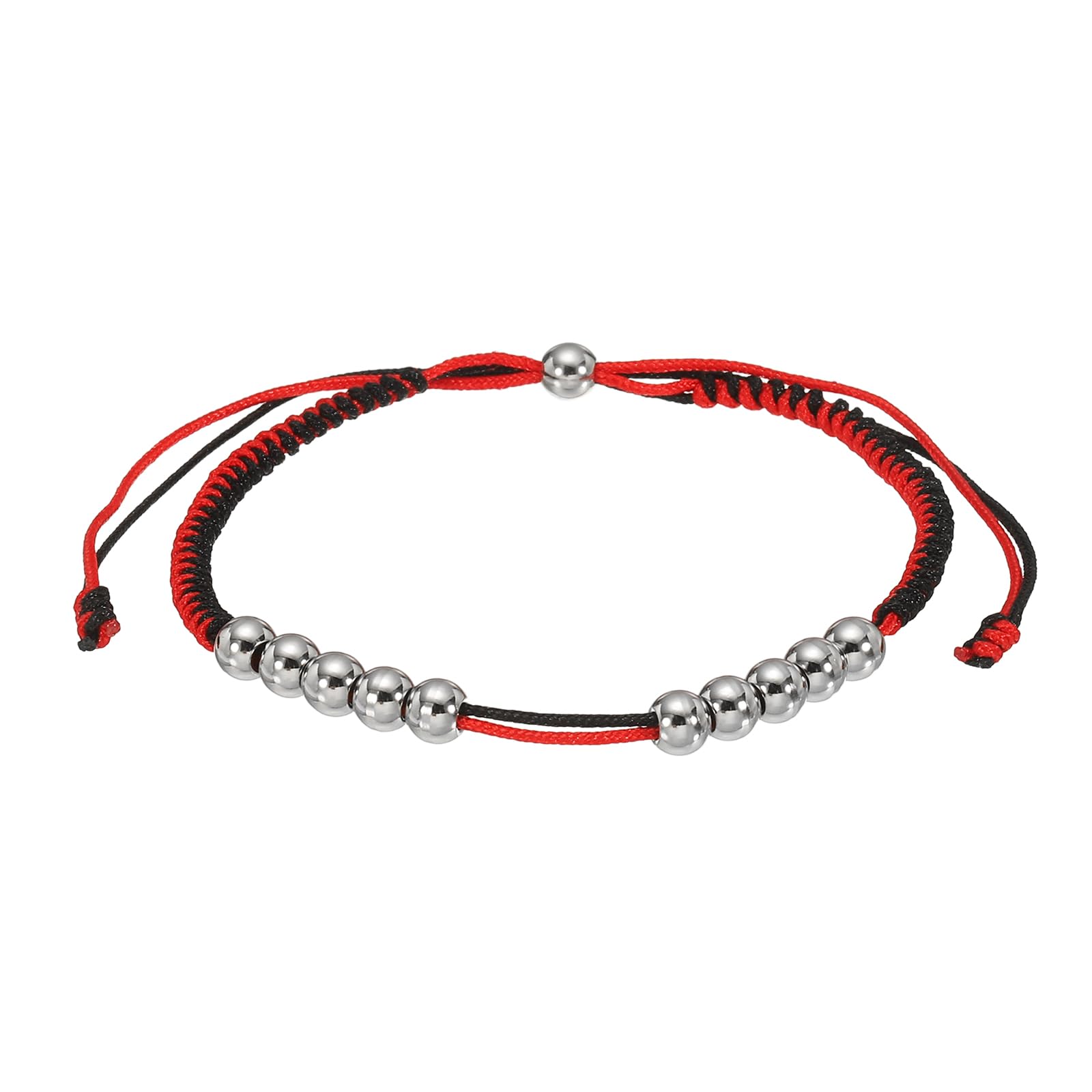 YELARXI Golf Stroke Counter Bracelet, Score Counter Bead Bracelet, Resizable 16-28cm Stainless Steel Bead Golf Score Tracking Fit for Women Men Golfer Stroke Count, Red & Black