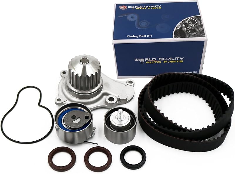 Kit de correia dentada com bomba d’água, juntas e tensionador WQ W&Q AUTO PARTS para Chrysler, Dodge e Jeep 2.4L L4 DOHC 16V – 1 kit