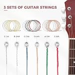 58 Pcs Acoustic Guitar Accessories Kit Guitar Strings Replacement Changing Tool Include Strings, Metal Capo, Picks, Picks Holder, String Winder, Pins, Nuts Saddles for Guitar Players Beginners