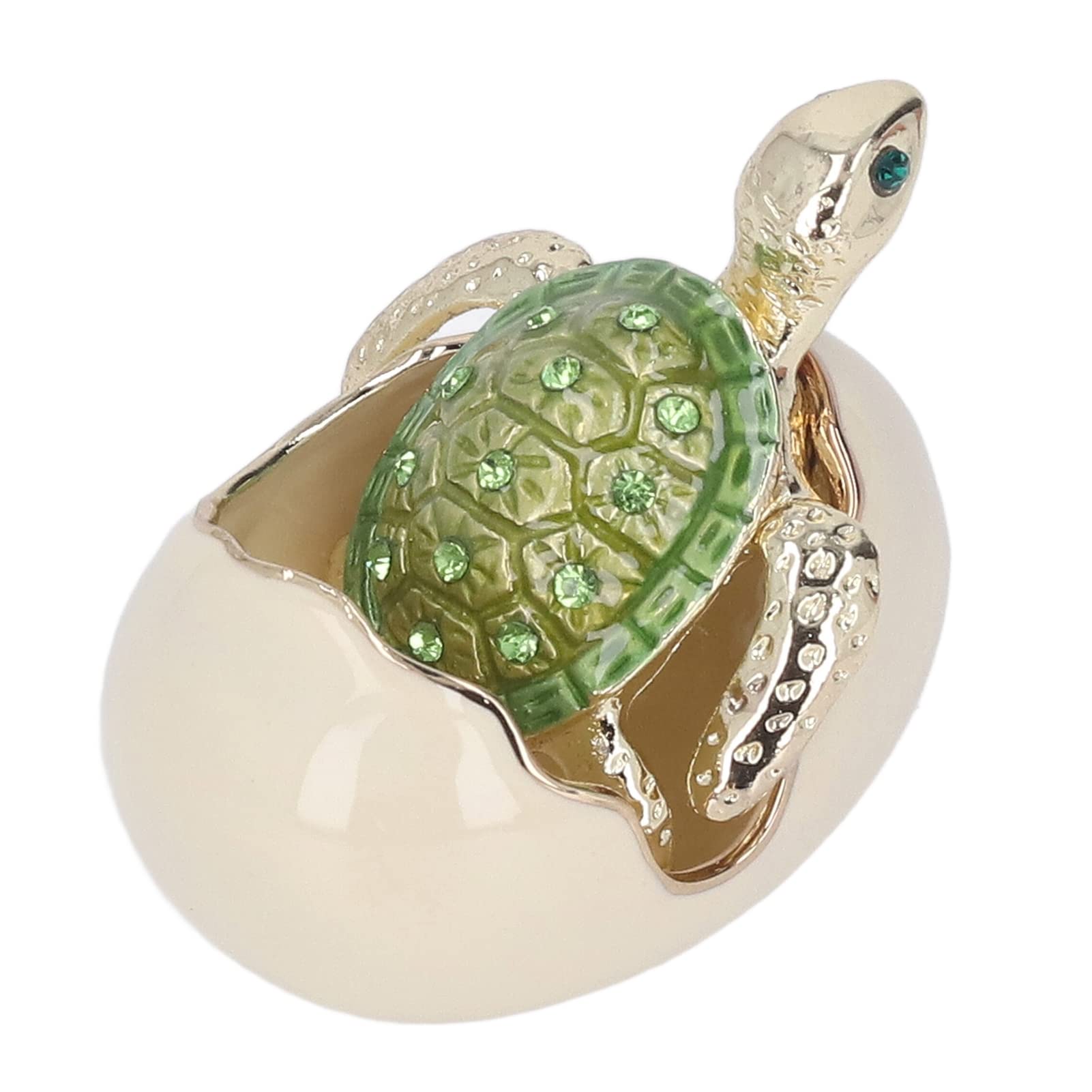 Boîte à bijoux vintage figurine tortue verte en émail et strass de luxe