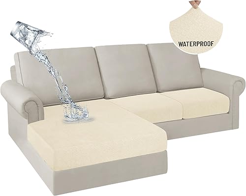 Miniatura 36 de HDCAXKJ Fundas de cojines de sofá seccional 100% impermeables, 8 piezas, funda seccional en forma de L, funda elástica para asiento de sofá chaise,