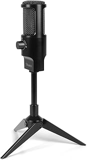 Aluratek USB Omnidirectional Microphone for Laptop, PC, and Mac, with Condenser, Adjustable Stand, for Streaming, Recording, Podcasting, YouTube, Zoom, (AUVM01F), Black