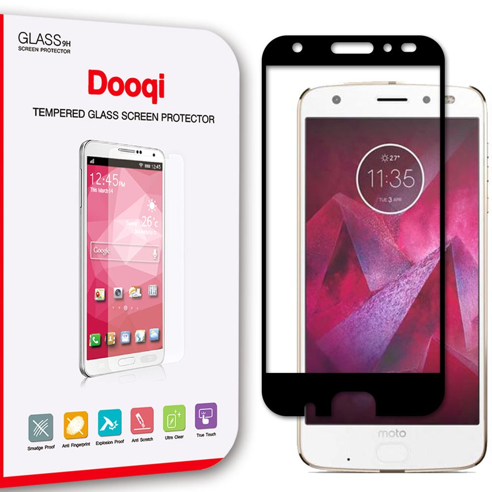 2X Full Coverage Tempered Glass Screen Protector For Motorola Moto Z2 Force (BLACK)