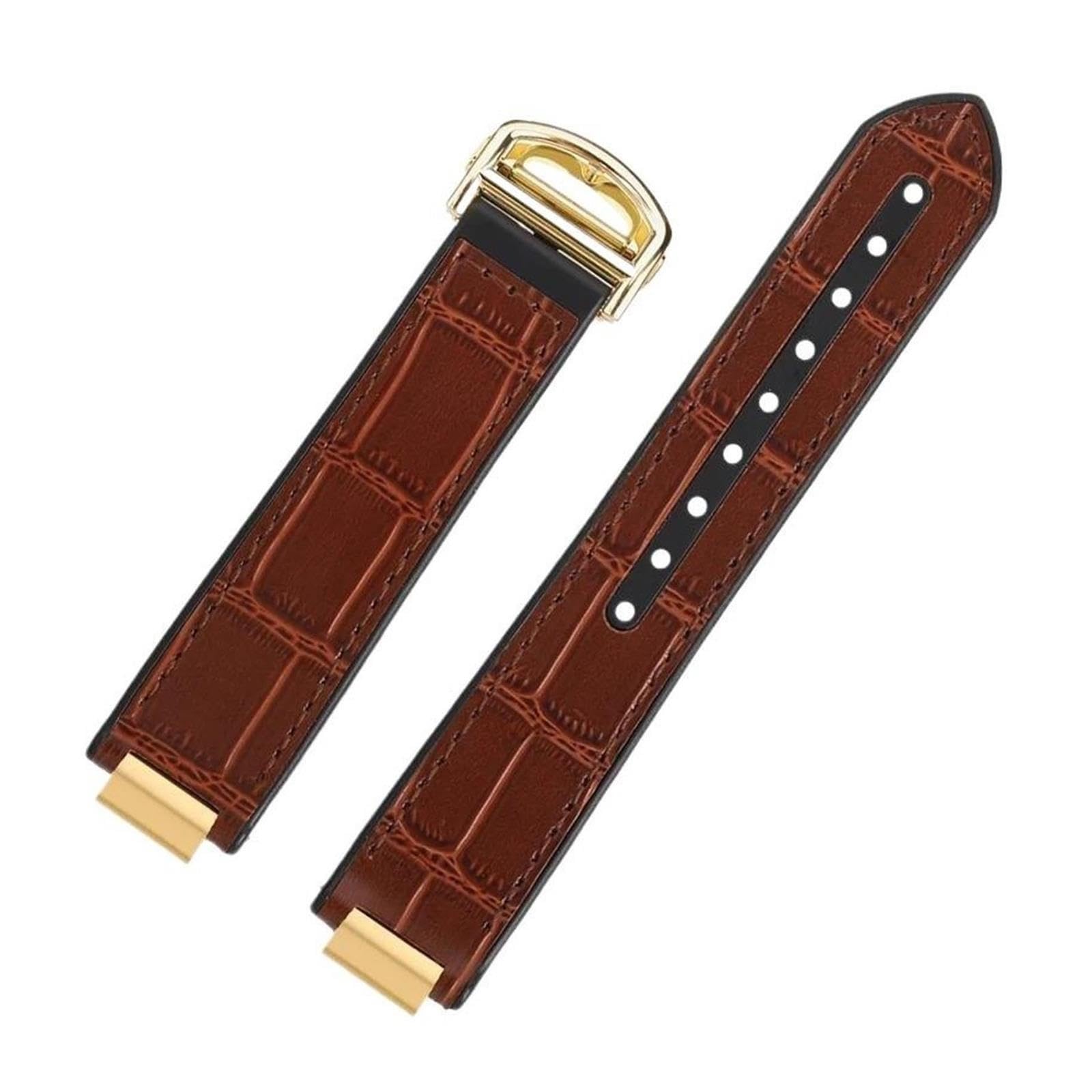 Compatible con correa de reloj Cartier Blue Balloon, banda inferior de goma, correa de reloj de cuero, hebilla plegable de tercera generación de vaca