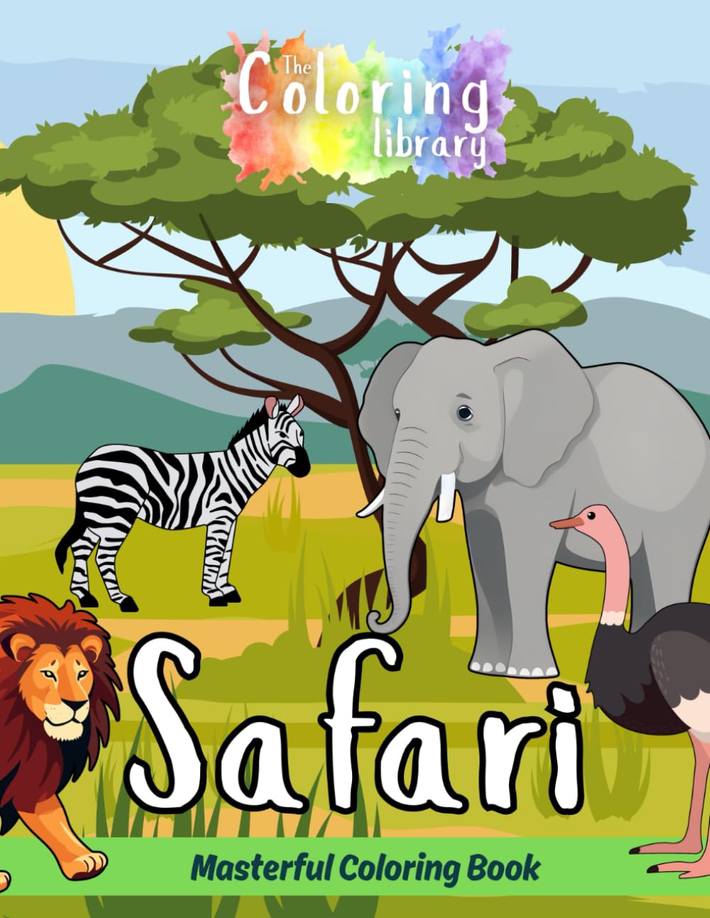 Safari: Colorful Bold & Easy Coloring Book: Designs with Detail Perfect for Casual Coloring with Lion, Elephant, Leopard, Rhinoceros, Cape Buffalo, ... Warthog, Crocodile, Ostrich, Meerkat & More