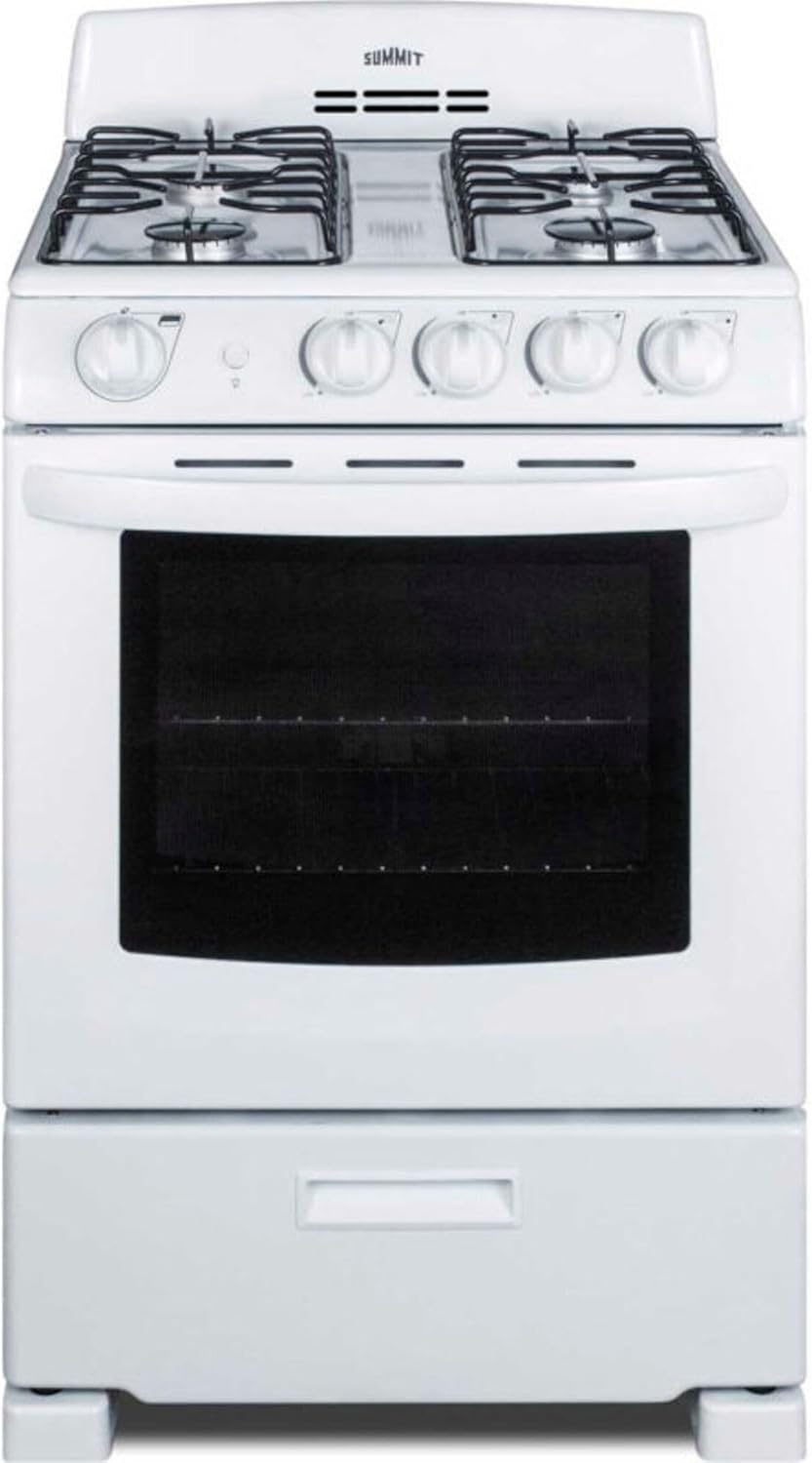 Summit 24” Inch Wide Gas Range, 4 Sealed Burners, 2.9 cu.ft. Oven (ADA Compliant)- RG2402B (White)