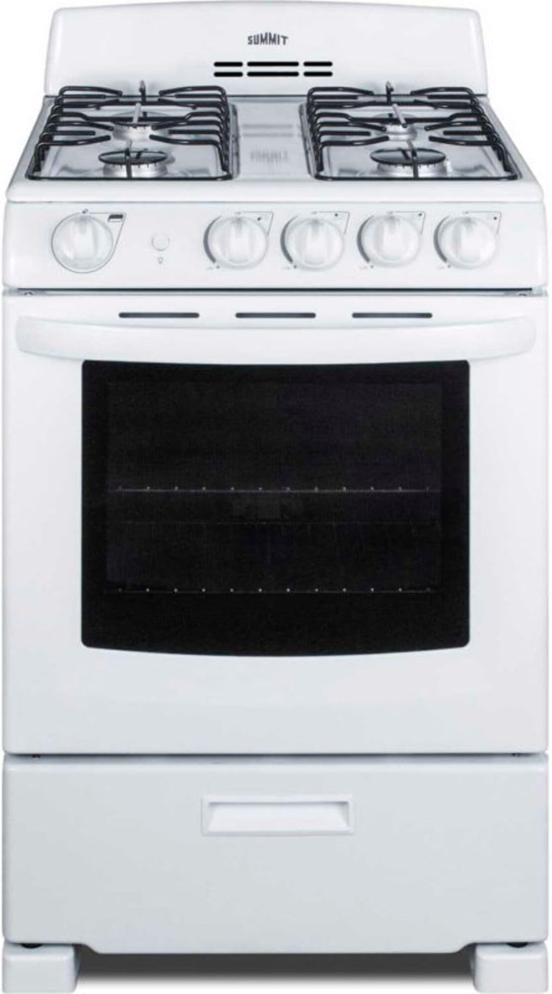 Summit 24” Inch Wide Gas Range, 4 Sealed Burners, 2.9 cu.ft. Oven (ADA Compliant) - RG244WS (White)