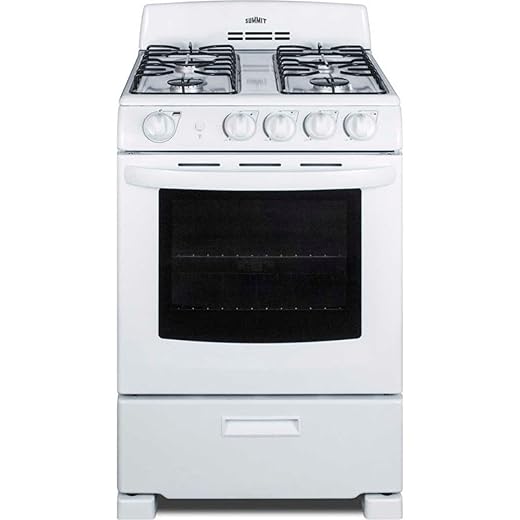 Summit 24” Inch Wide Gas Range, 4 Sealed Burners, 2.9 cu.ft. Oven (ADA Compliant) - RG244WS (White)