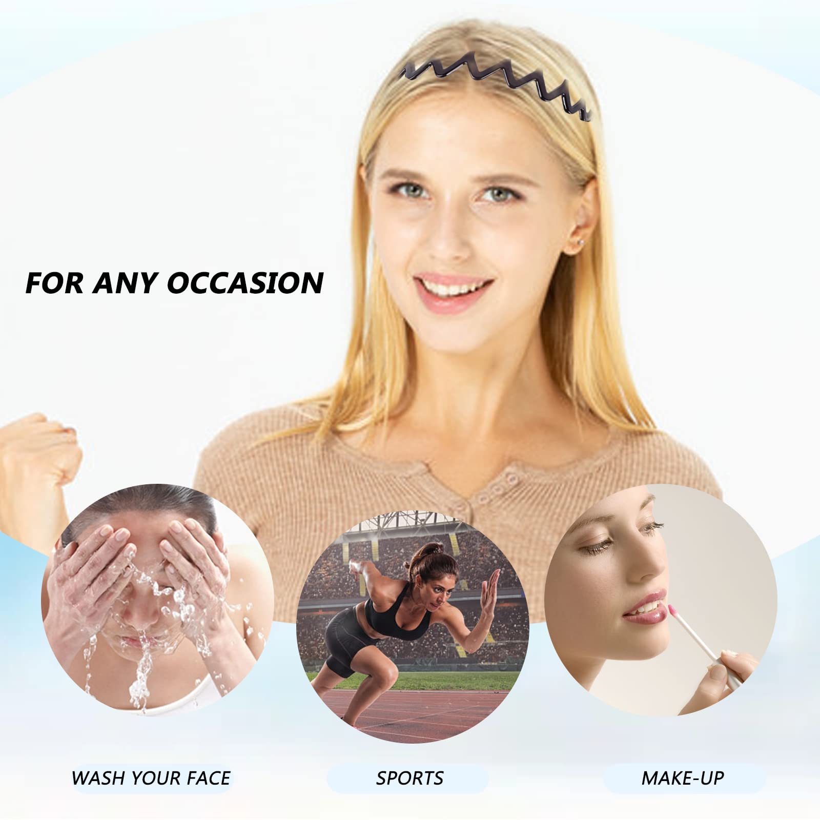 2pcs Zig Zag Headbands, Plastic Sharks Tooth Hair Comb Headband Toothed Hair Hoops Hair Accessory for Women Girls Lady (Each Color 1pc) - Image 3