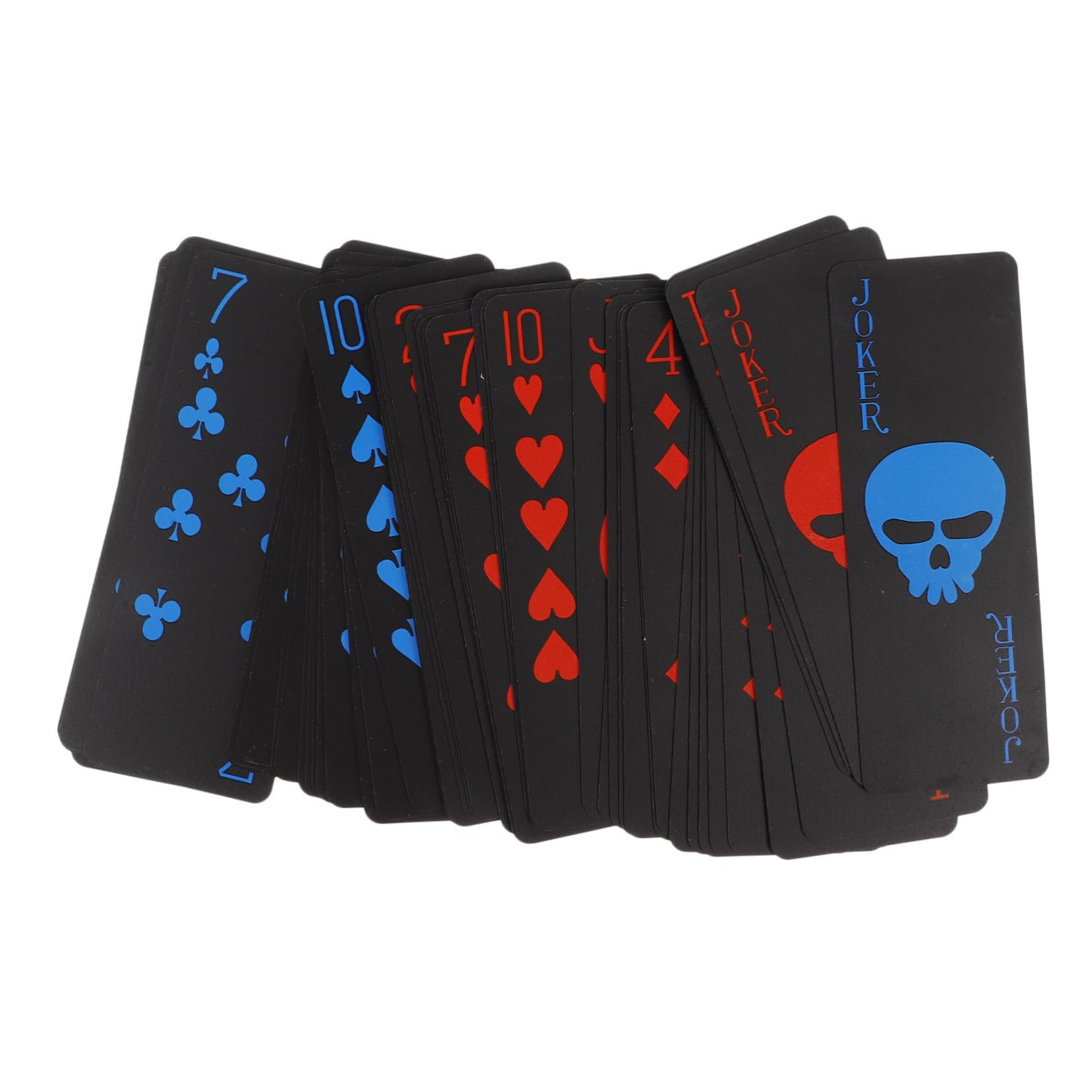 BESTonZON Carte Da Gioco Impermeabili in Plastica Pvc Nera Opaca Design Tema Teschio e Dettagli e Blu Per Poker e Giochi Da Tavolo