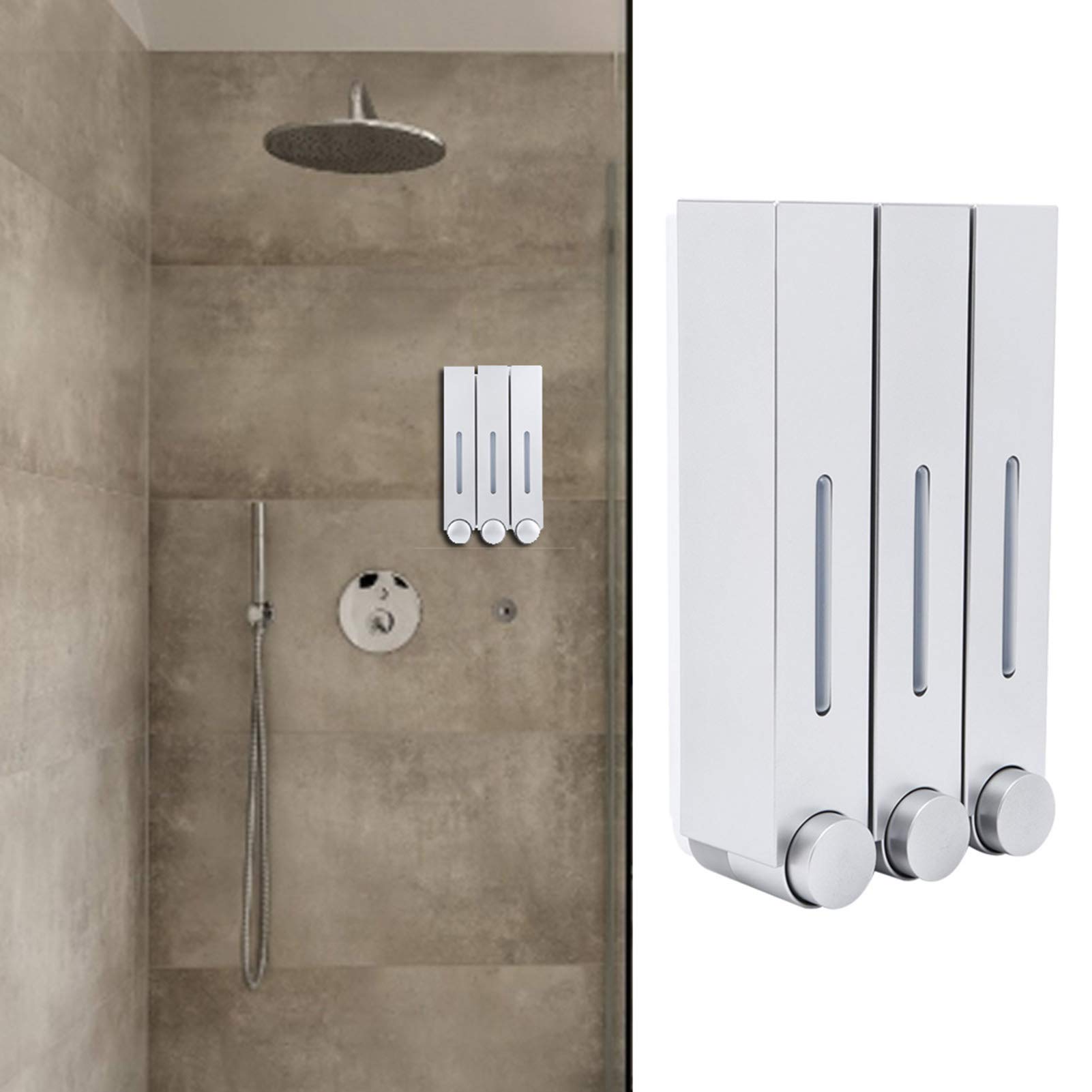 Dispenser di Sapone Liquido, Dispenser di Sapone Liquido per Doccia a Parete Dispenser di Shampoo a Tre Teste per Il Bagno dell'hotel(scheggia)