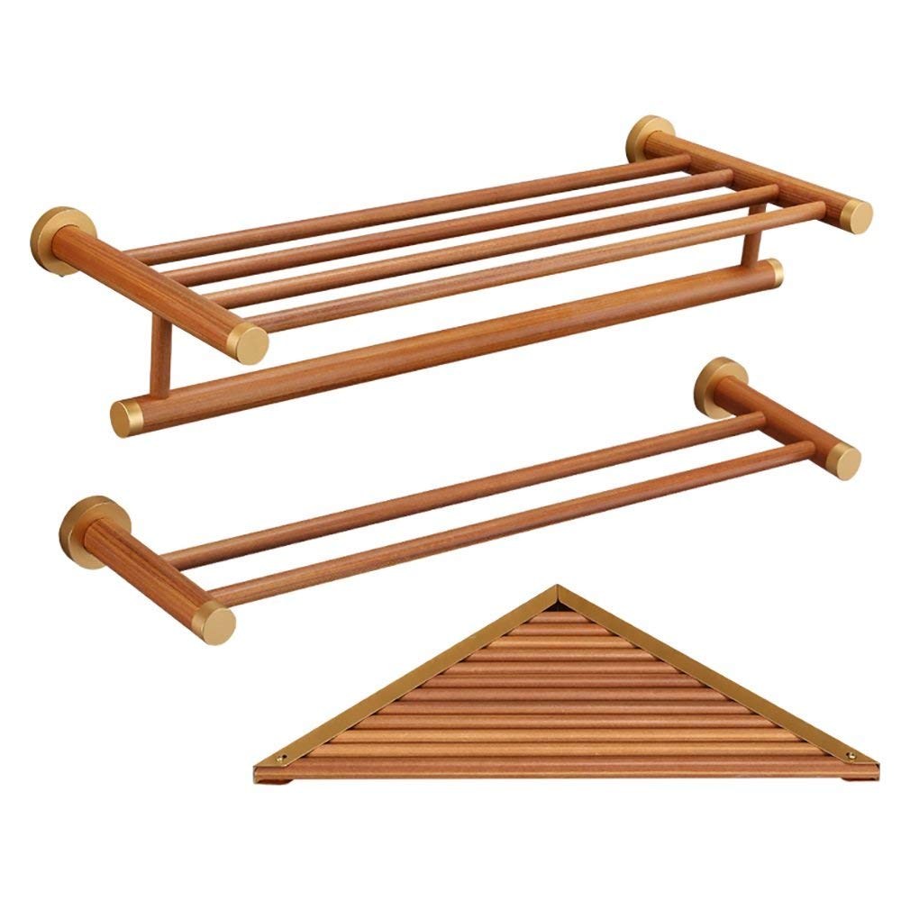 Porte-serviettes en bois haut de gamme lot de 3 fixation murale solide