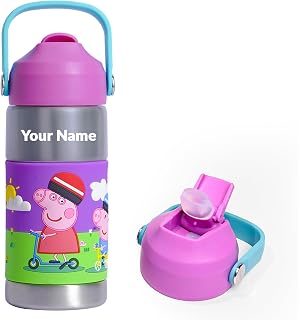 Rabitat Sipzy Peppa Pig Personalized Stainless Steel Kids Water Bottle 410ml | 2 Year Brand Warranty | Insulated Bottle fo... Price In India
