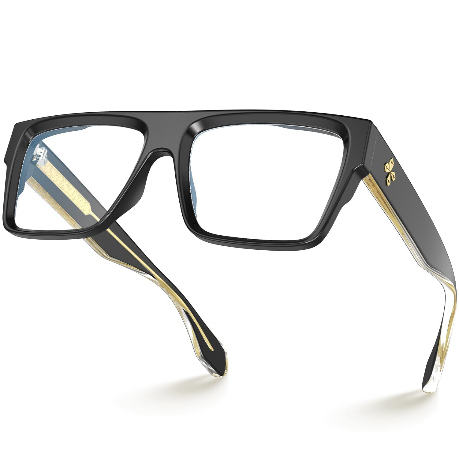 VISOONE Square Black Blue Light Blocking Glasses TR90