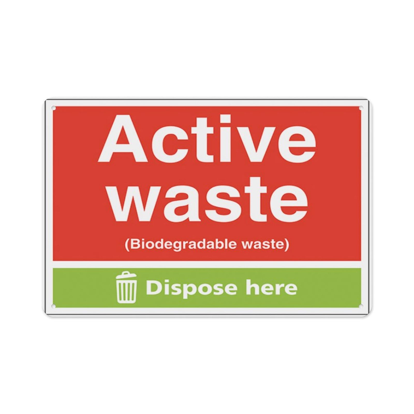 peiyeety Active Waste (Biodegradable Waste) Dispose Here Aluminum Tin Warning Signs For Home Outdoor Garden 8X12 Inches